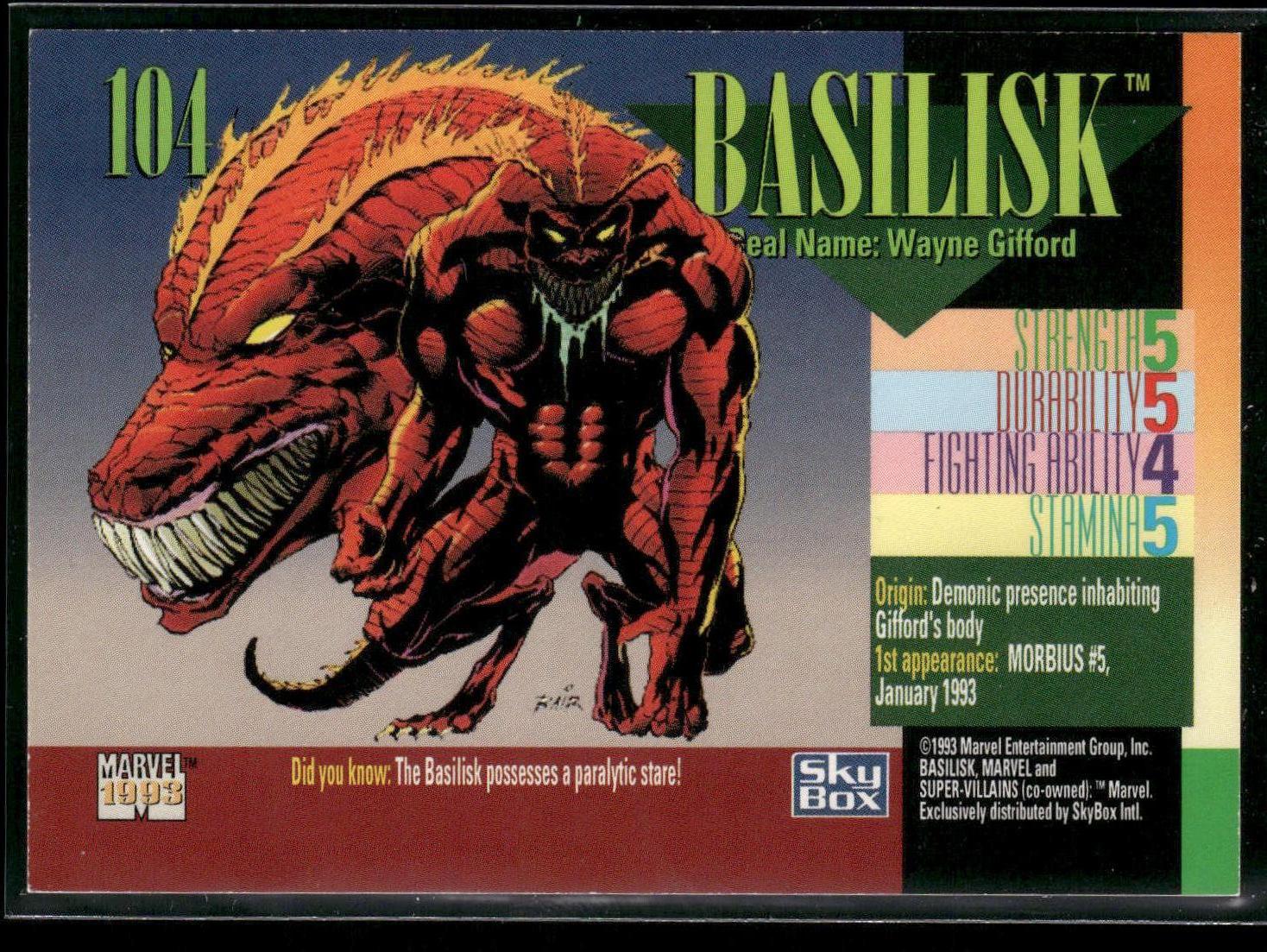 1993 SkyBox Marvel Universe #104 Basilisk
