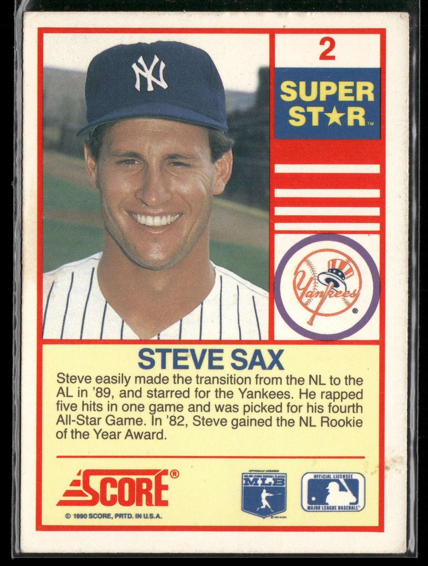 1990 Score 100 Superstars #2 Steve Sax