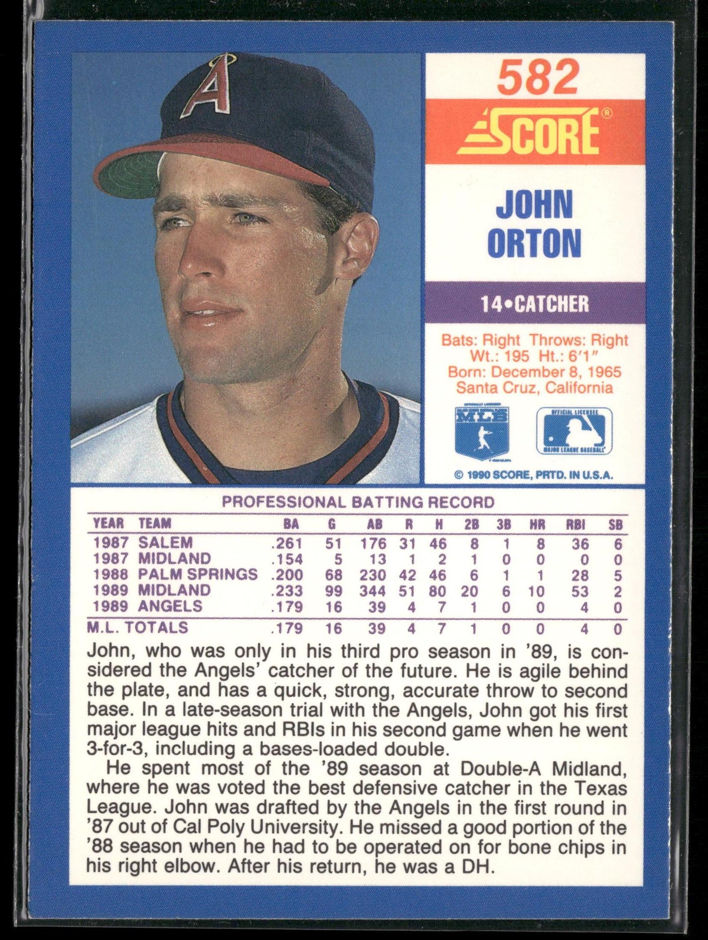1990 Score #582 John Orton