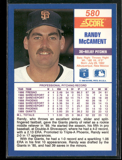 1990 Score #580 Randy McCament