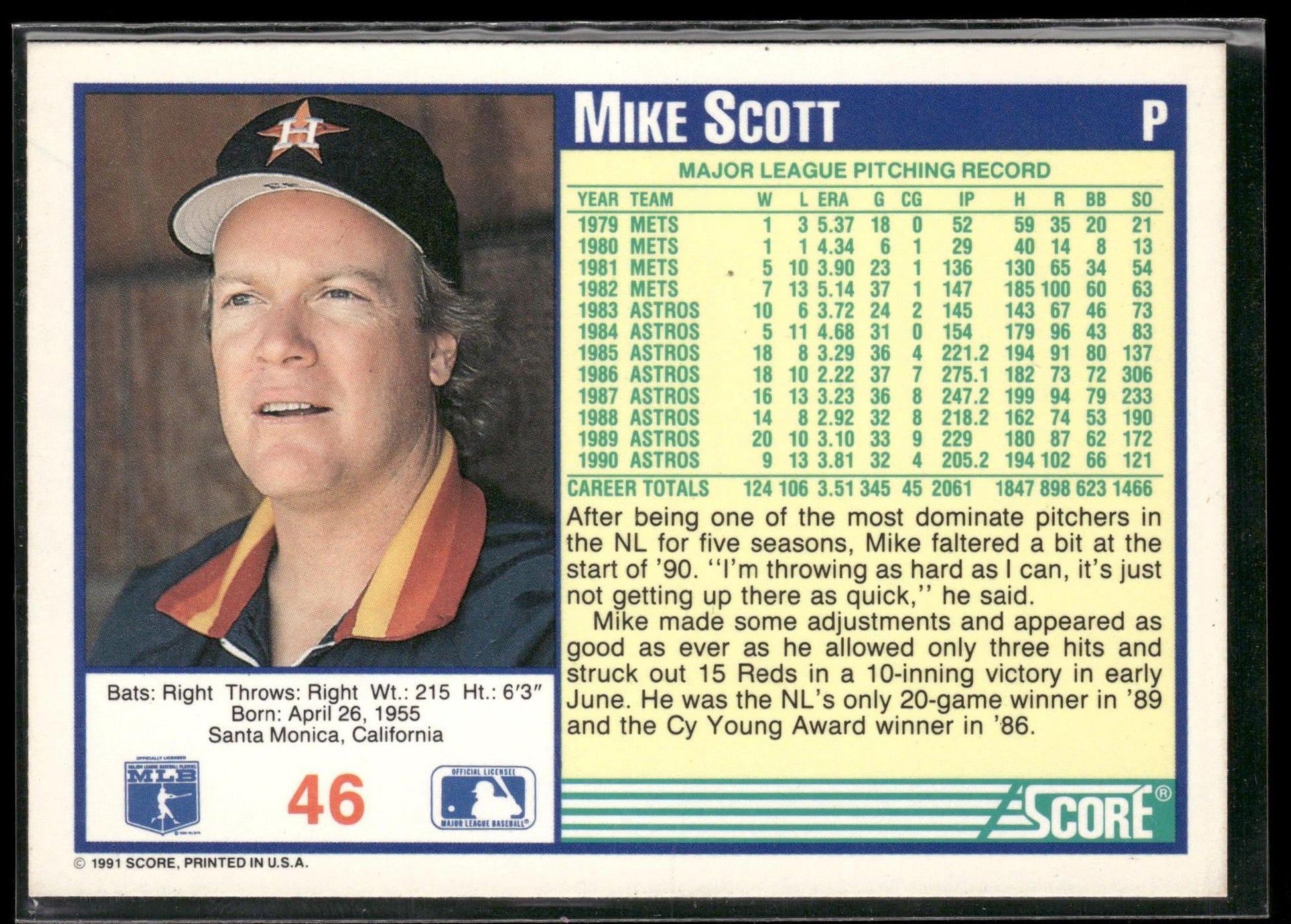 1991 Score #46 Mike Scott