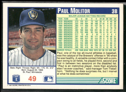 1991 Score #49 Paul Molitor