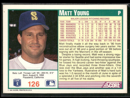 1991 Score #126 Matt Young Promos