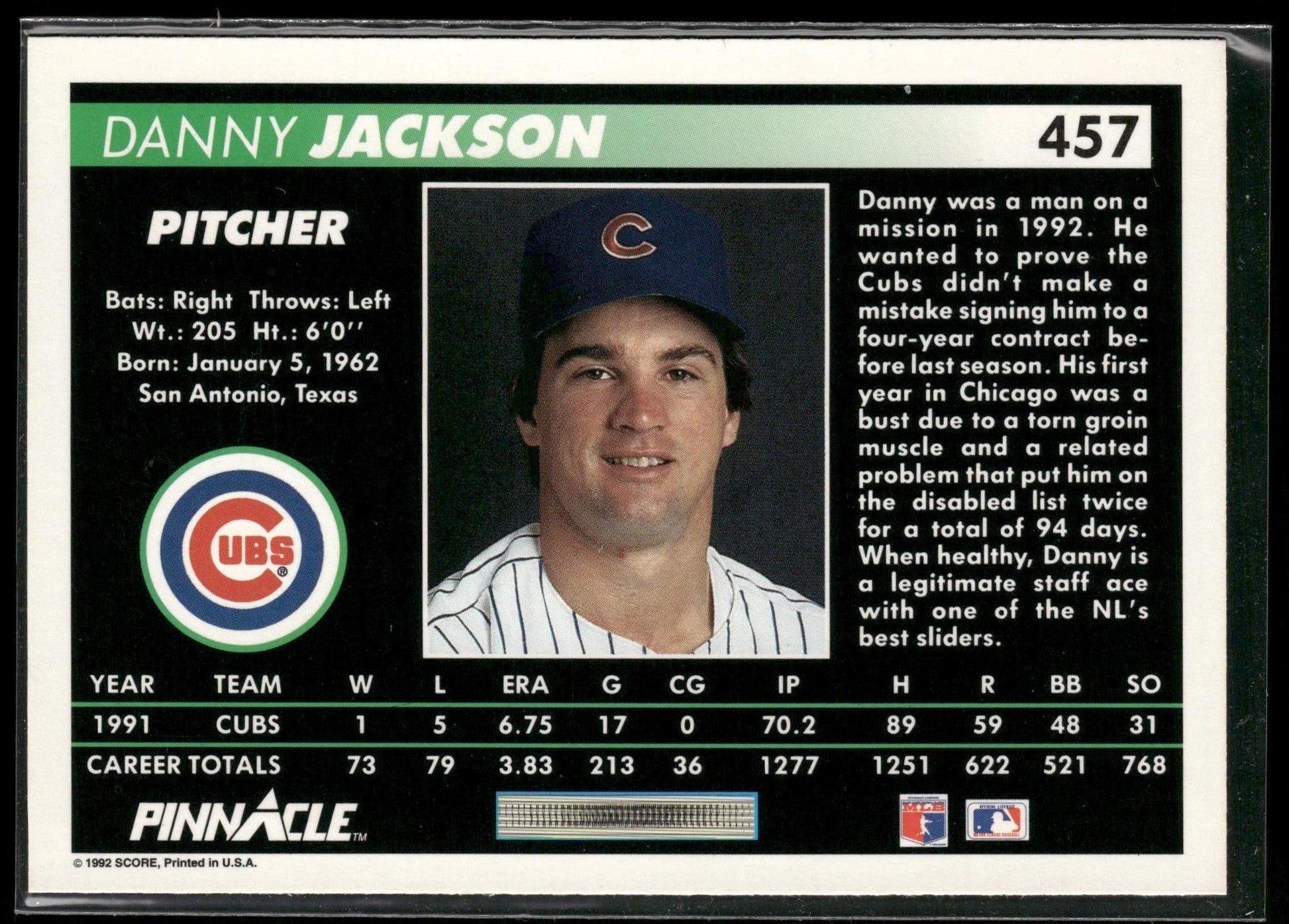 1992 Pinnacle #457 Danny Jackson