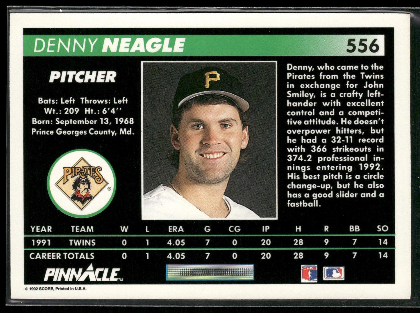 1992 Pinnacle #556 Denny Neagle