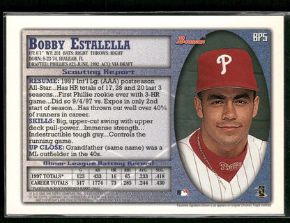 1998 Stadium Club #BP5 Bobby Estalella 1998 Bowman Prospect Previews