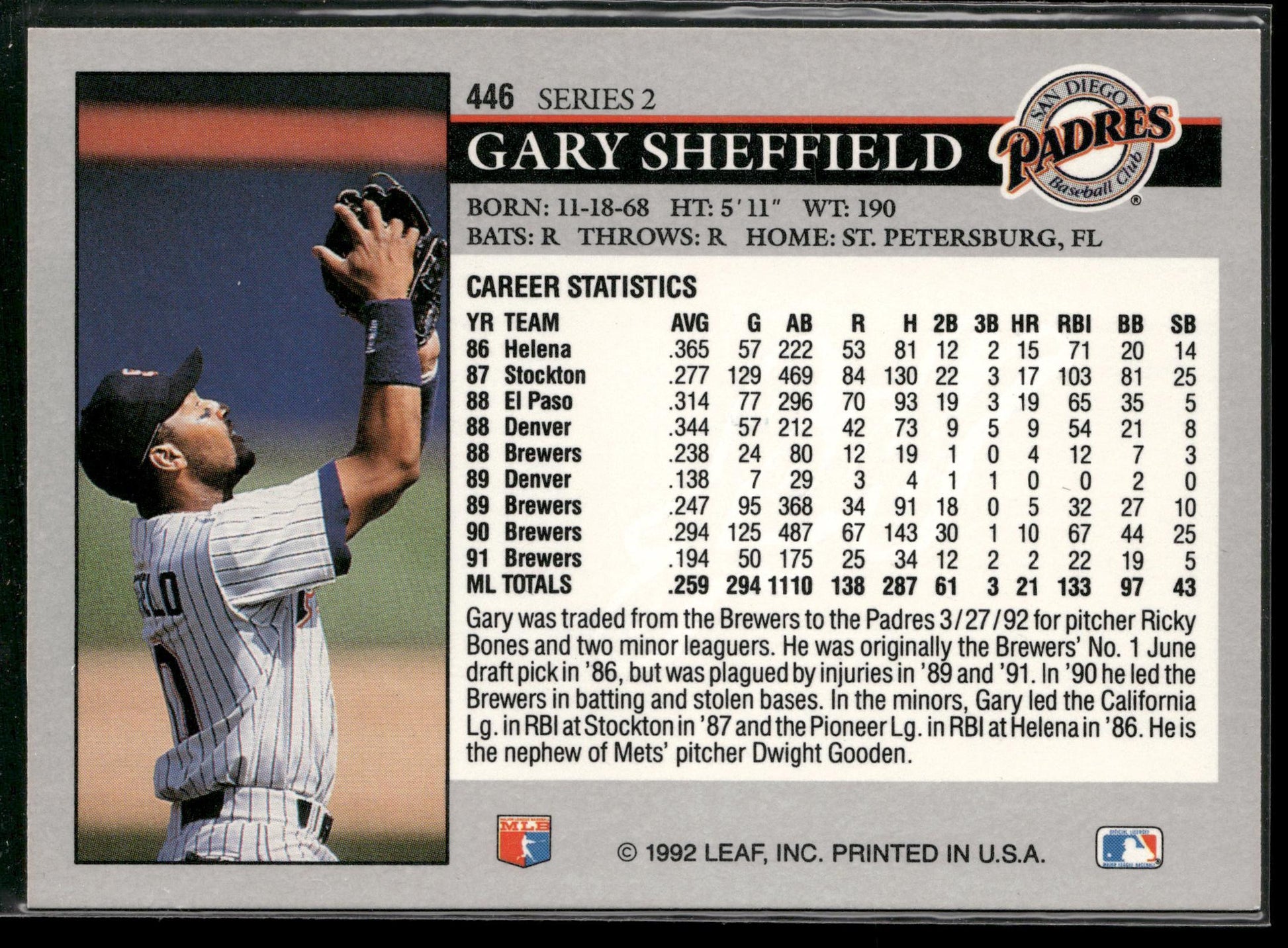 1992 Leaf #446 Gary Sheffield
