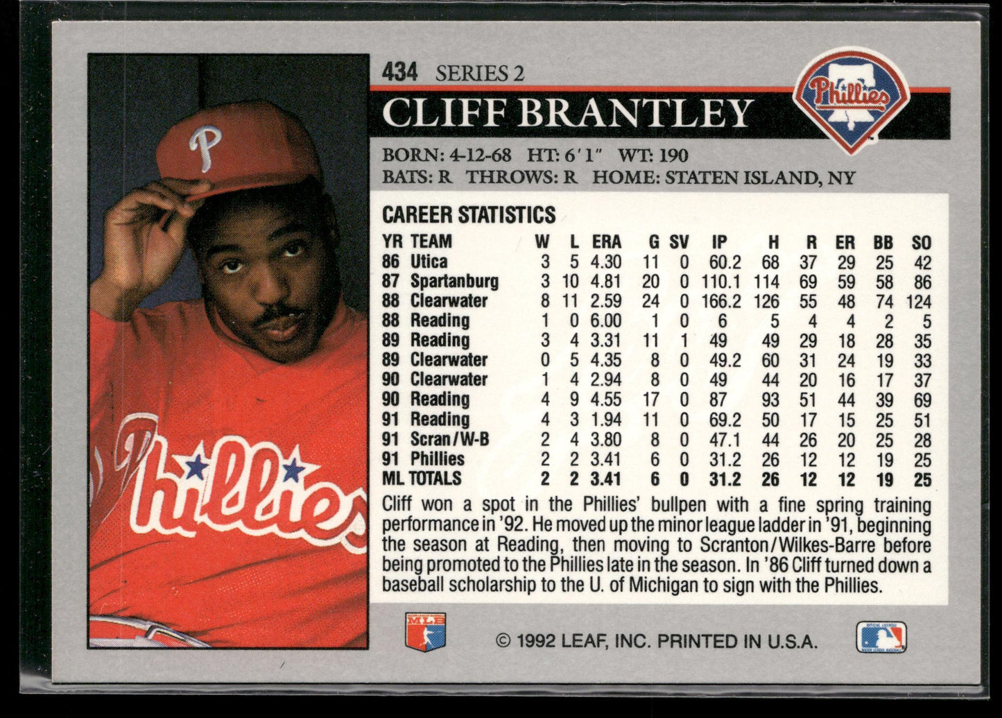 1992 Leaf #434 Cliff Brantley
