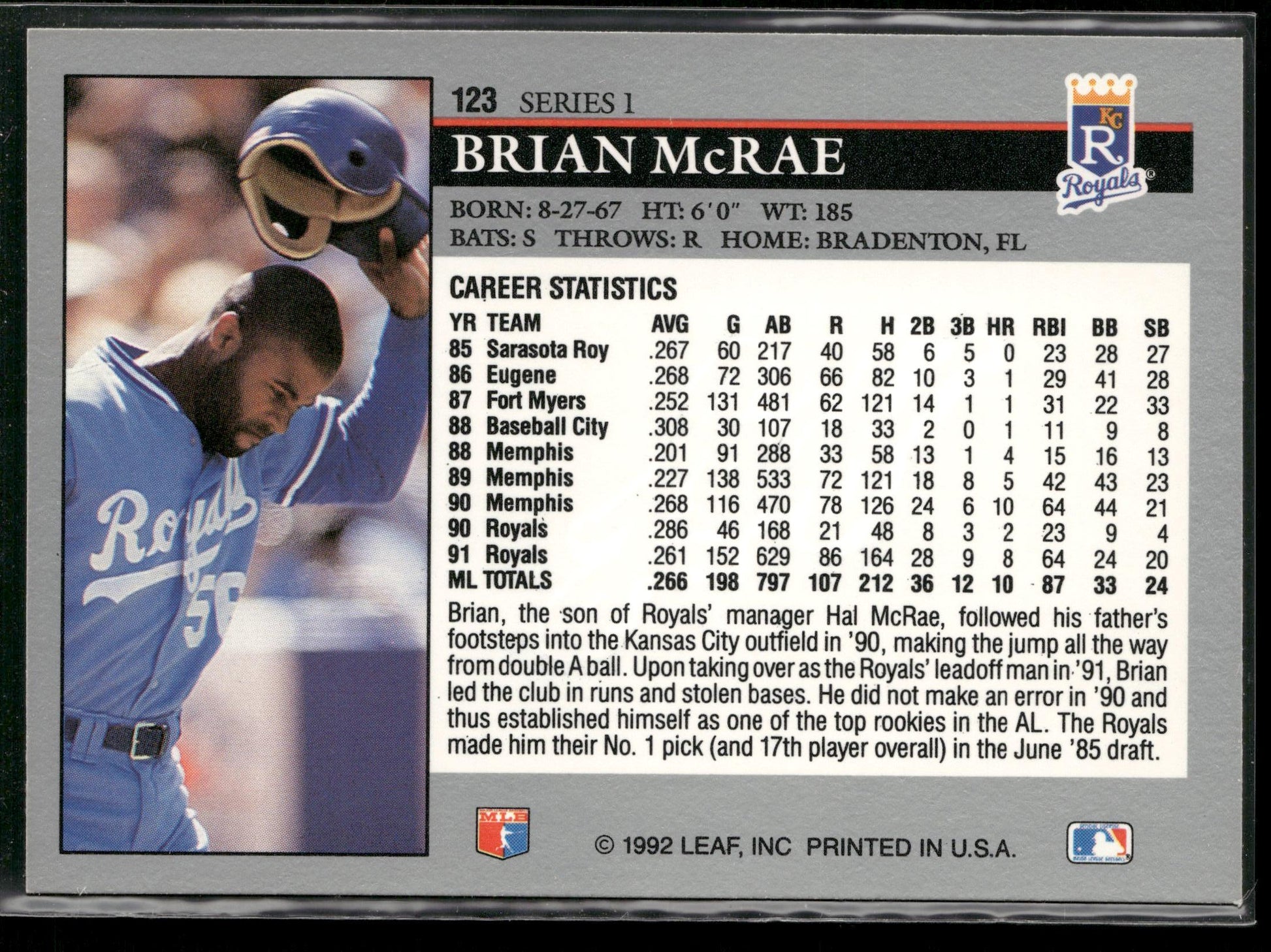 1992 Leaf #123 Brian McRae