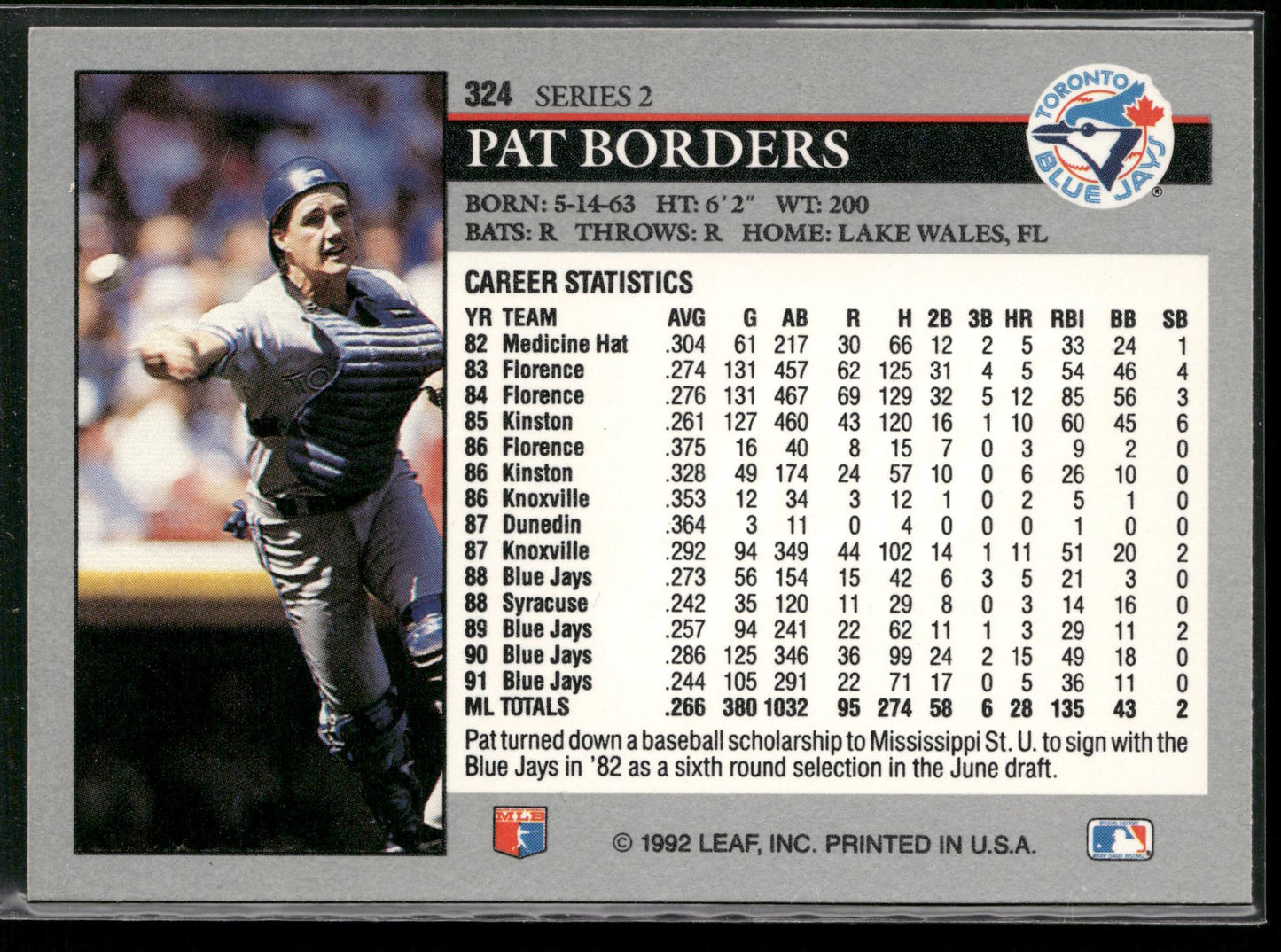 1992 Leaf #324 Pat Borders