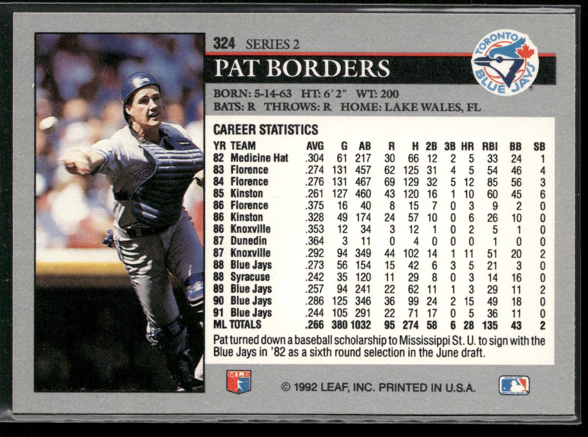 1992 Leaf #324 Pat Borders