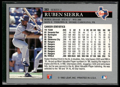 1992 Leaf #383 Ruben Sierra