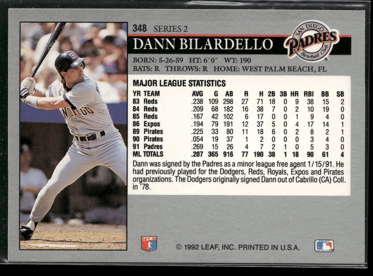 1992 Leaf #348 Dann Bilardello
