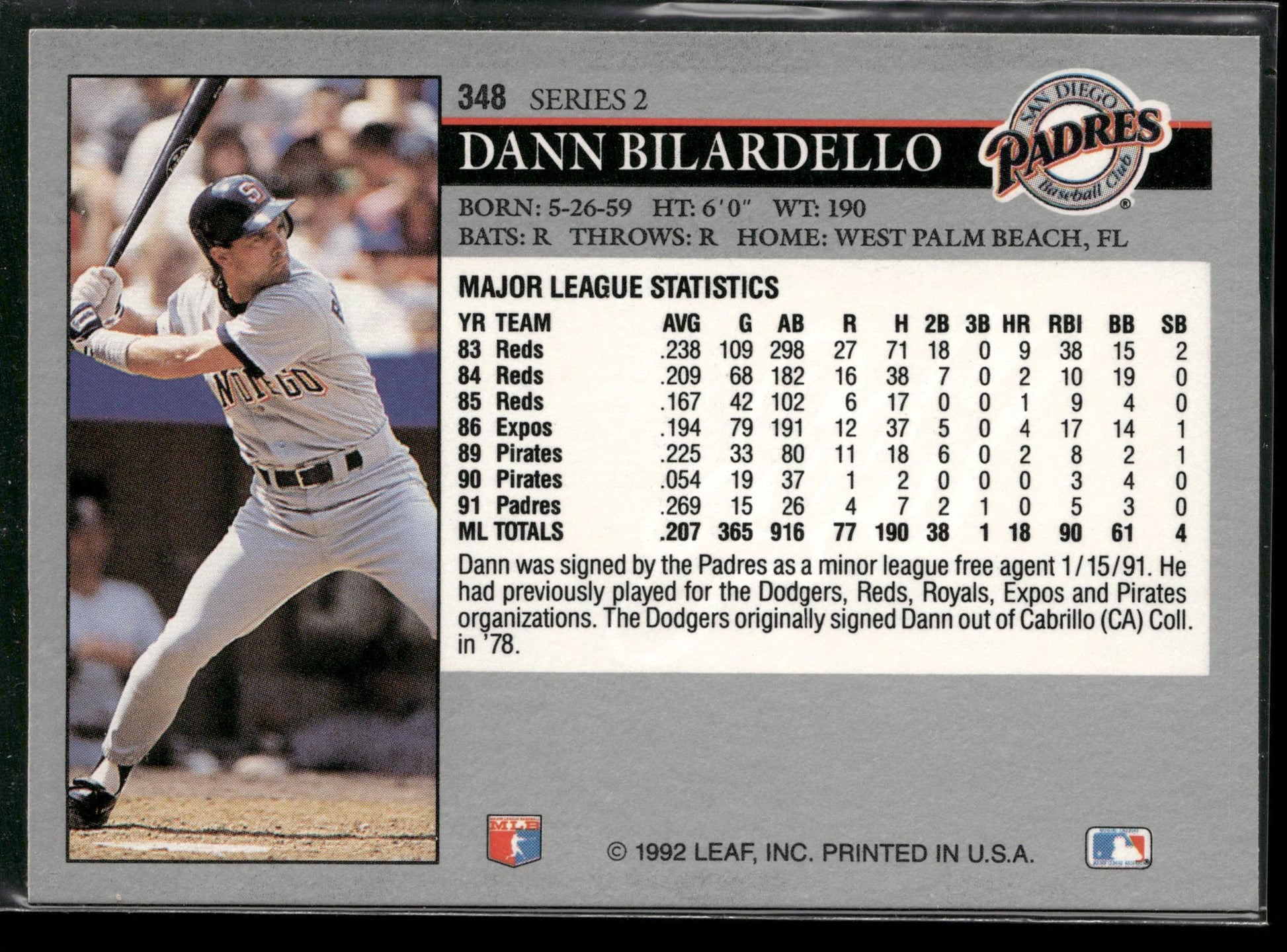 1992 Leaf #348 Dann Bilardello