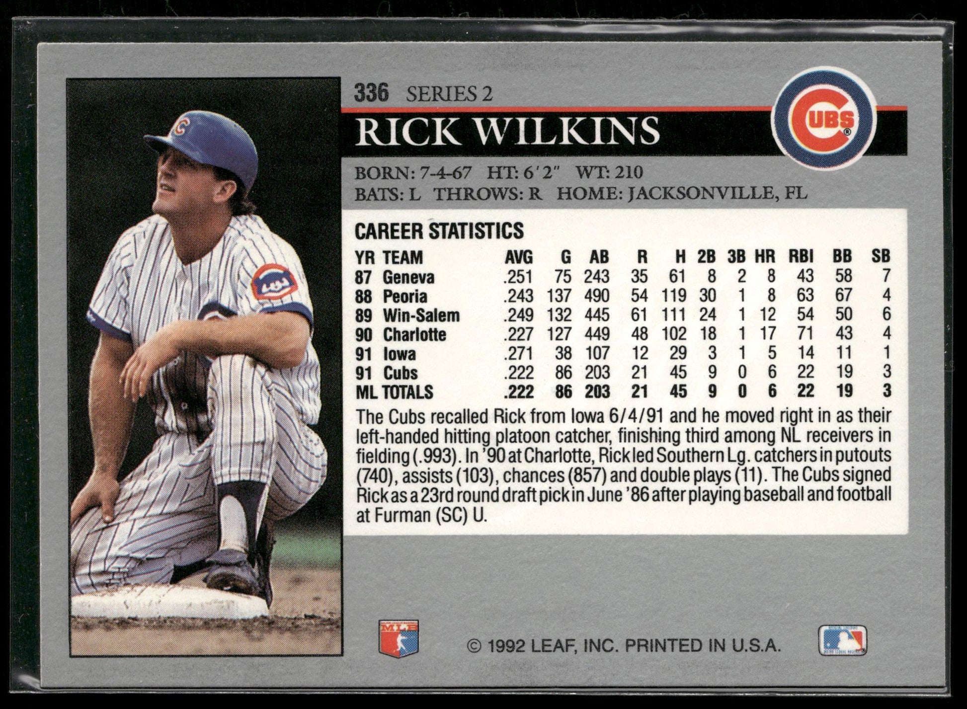 1992 Leaf #336 Rick Wilkins