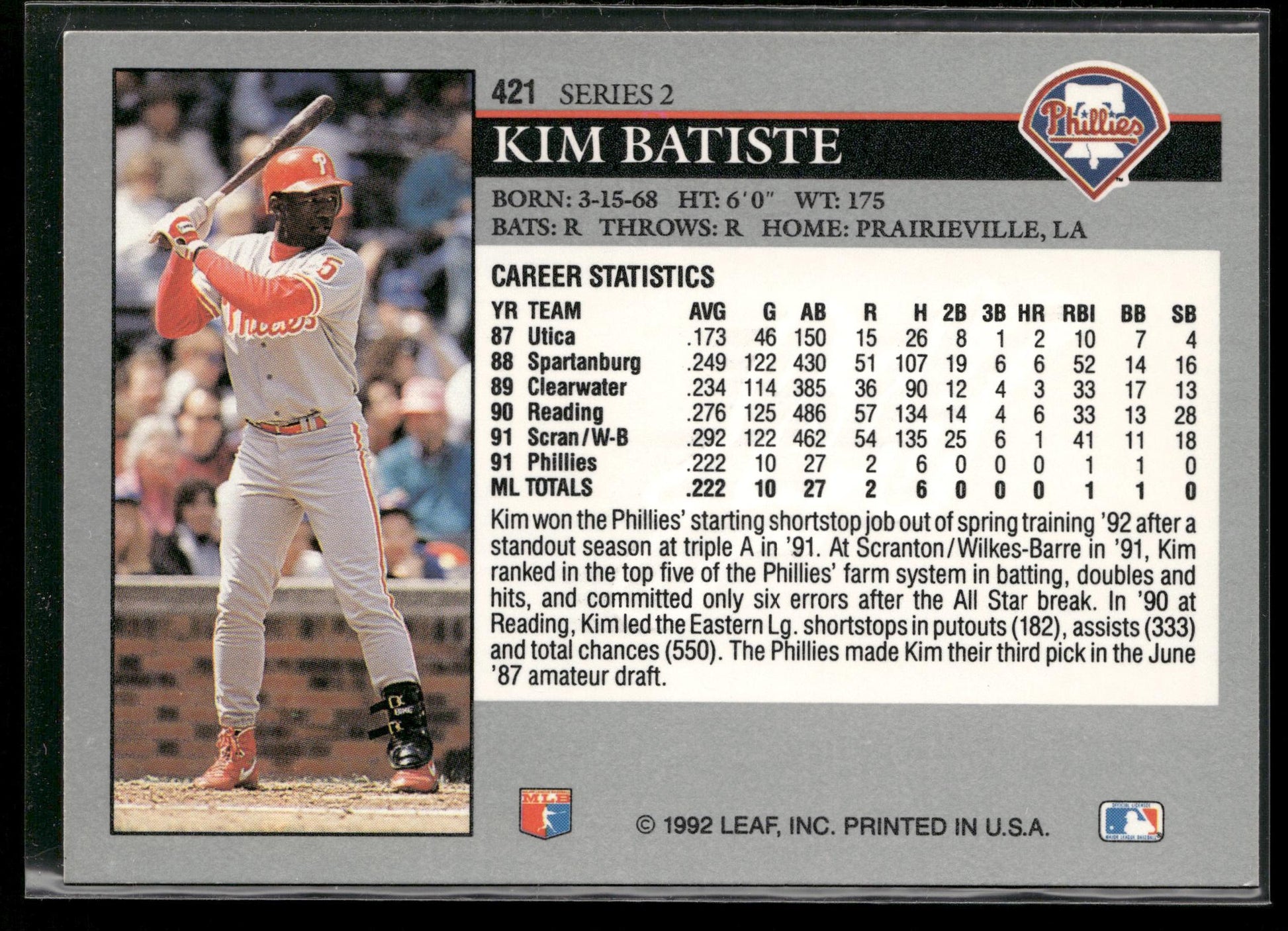 1992 Leaf #421 Kim Batiste