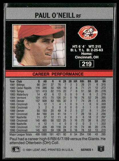 1991 Leaf #219 Paul O'Neill