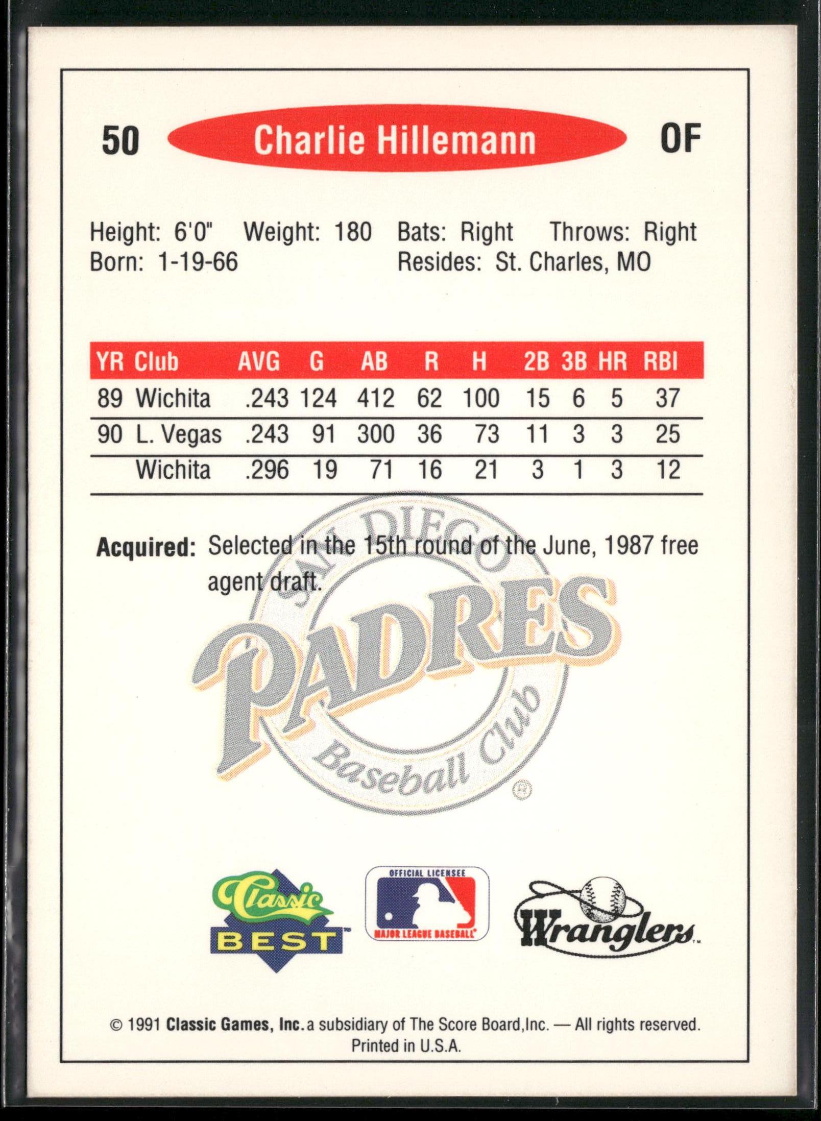 1991 Classic Best #50 Charlie Hillemann