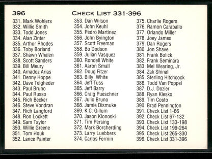 1991 Classic Best #396 Checklist: 331-396