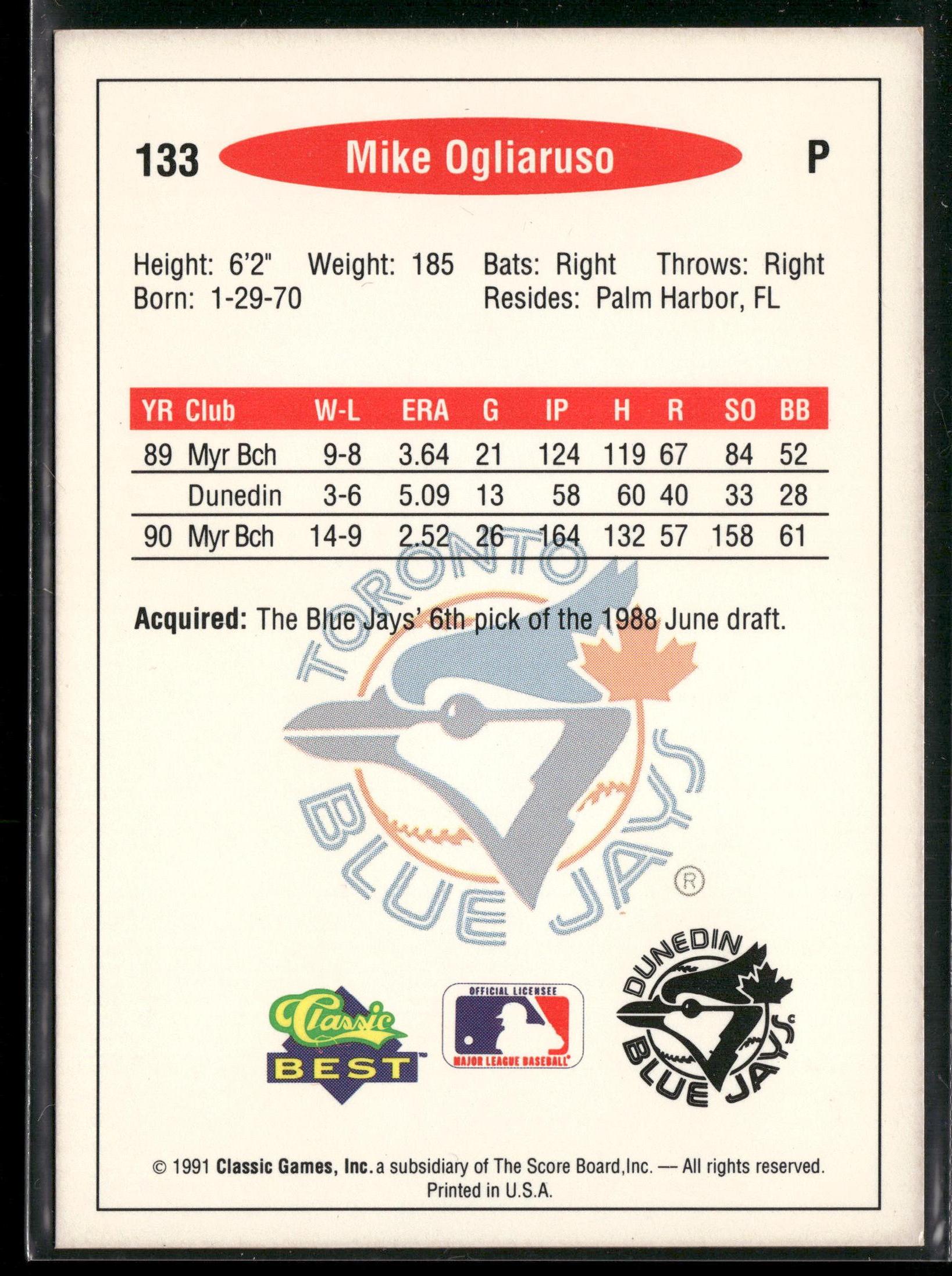 1991 Classic Best #133 Mike Ogliaruso