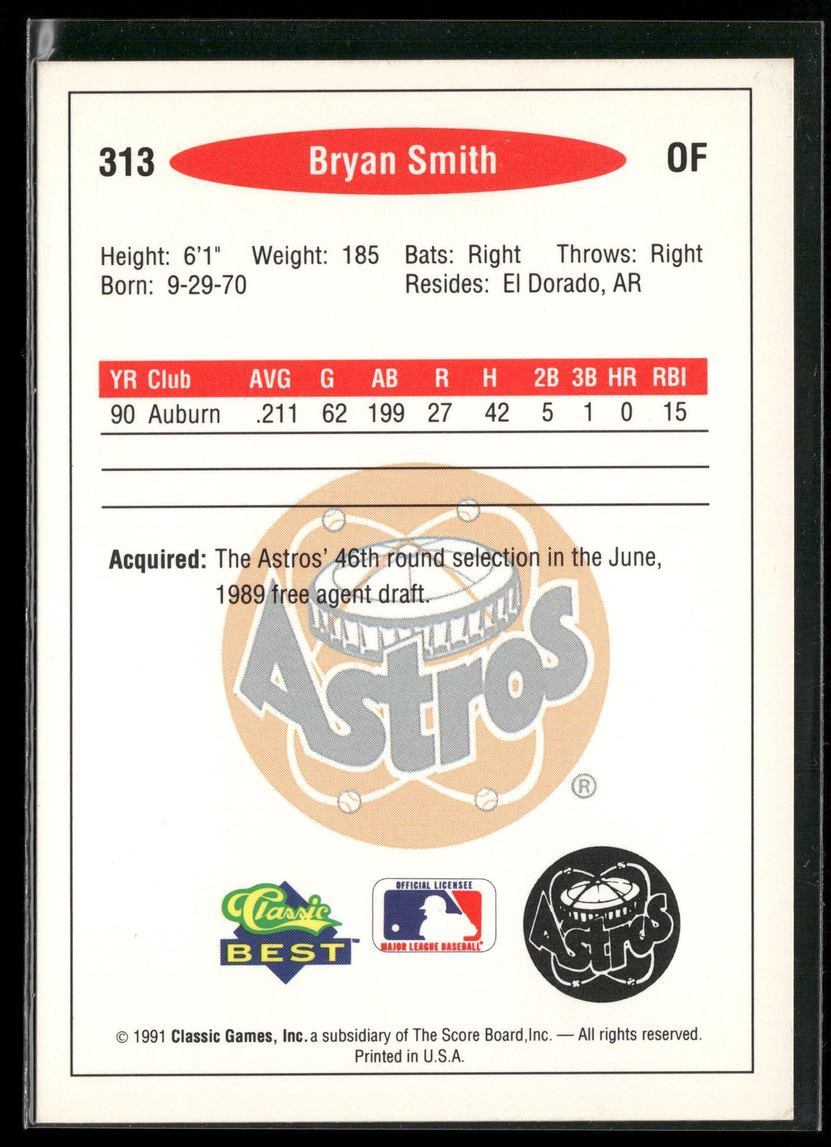 1991 Classic Best #313 Bryan Smith