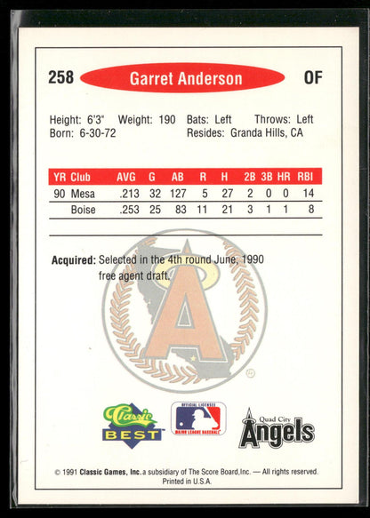 1991 Classic Best #258 Garret Anderson