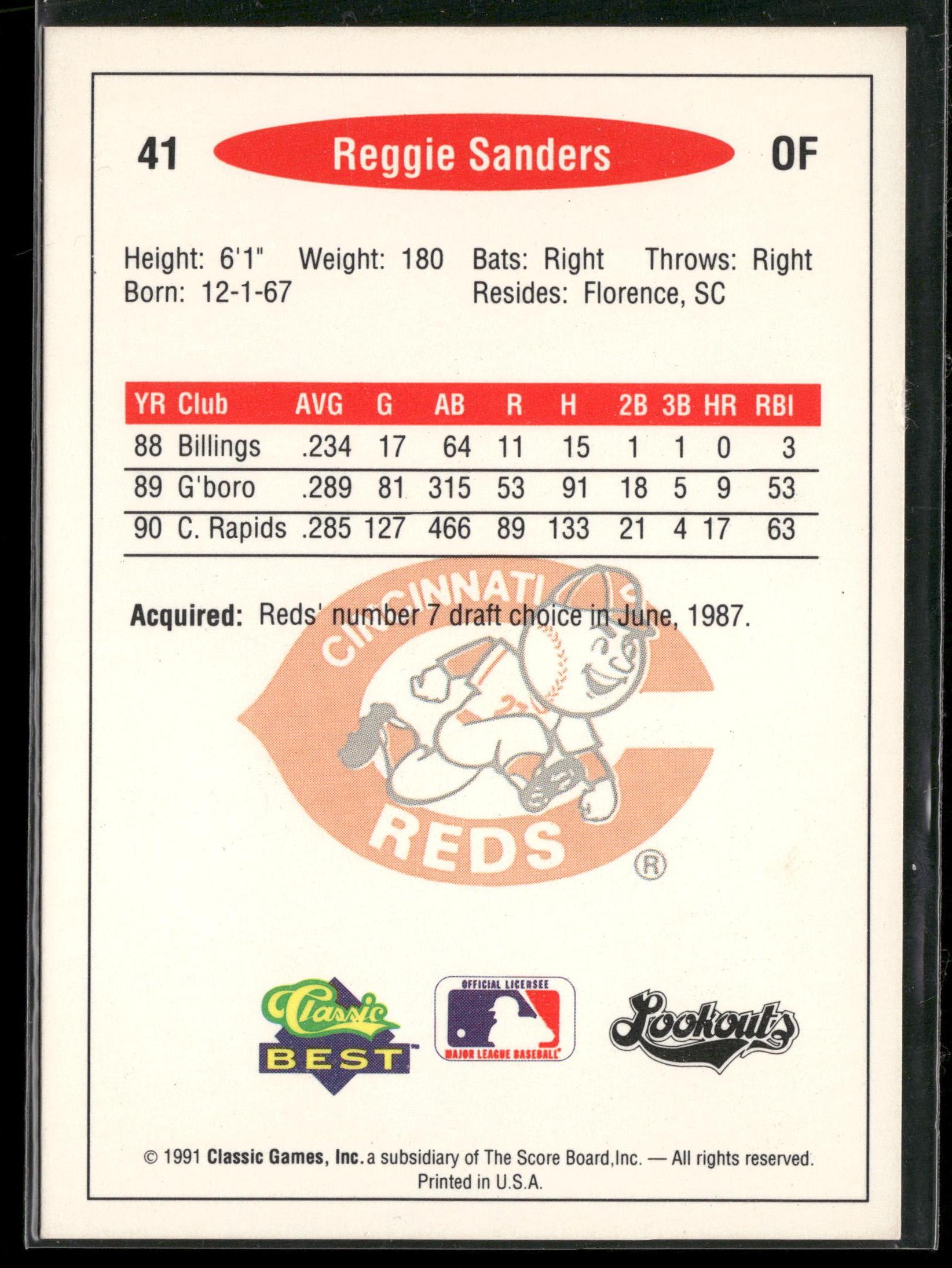 1991 Classic Best #41 Reggie Sanders