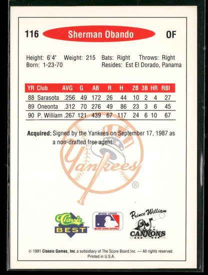 1991 Classic Best #116 Sherman Obando