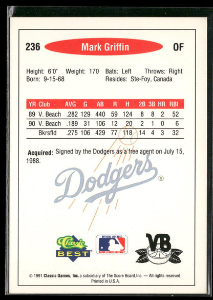 1991 Classic Best #236 Mark Griffin