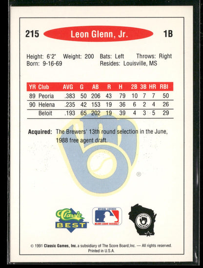 1991 Classic Best #215 Leon Glenn, Jr.