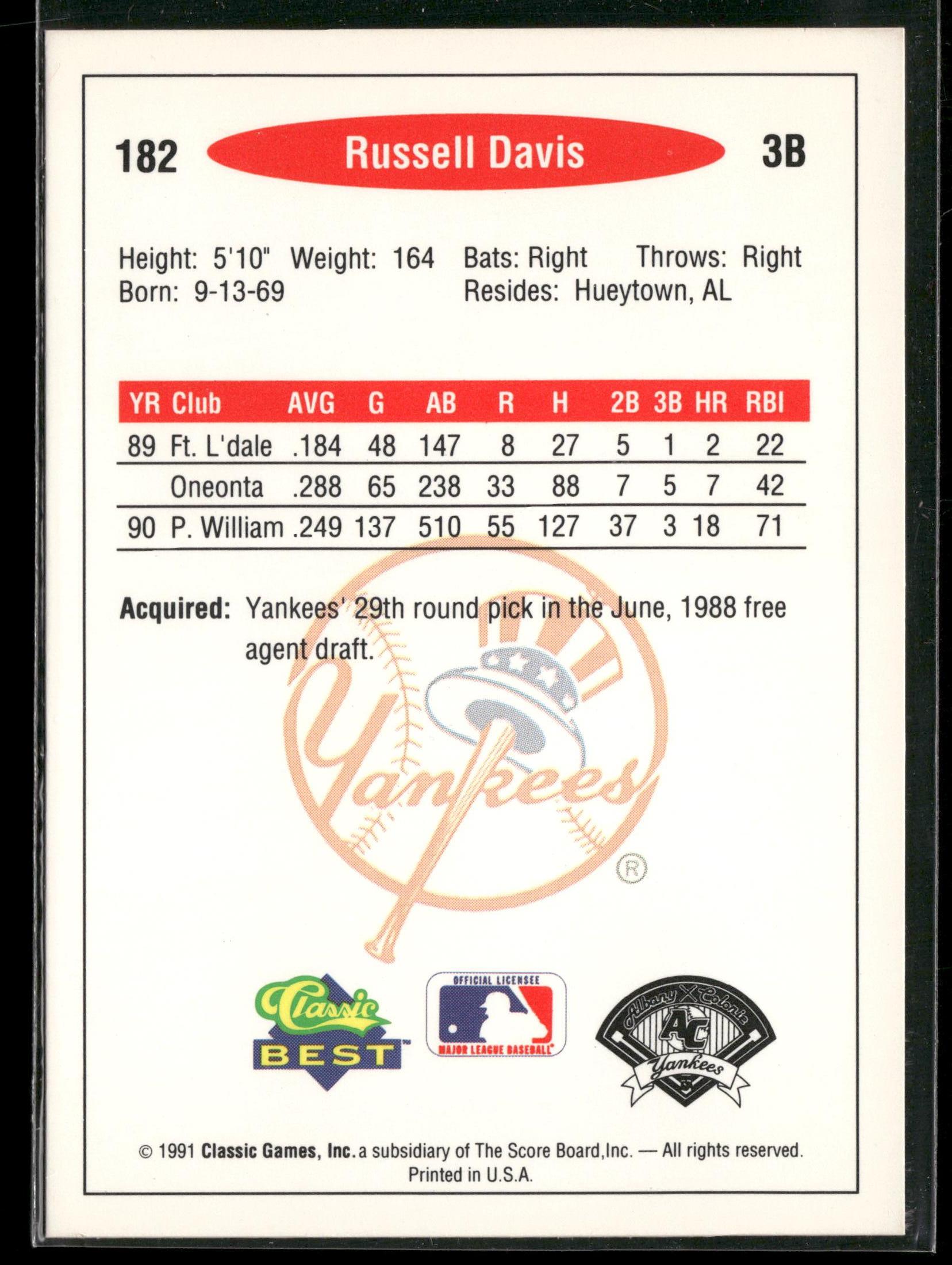 1991 Classic Best #182 Russell Davis