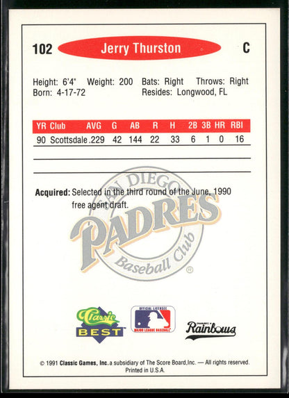1991 Classic Best #102 Jerrey Thurston