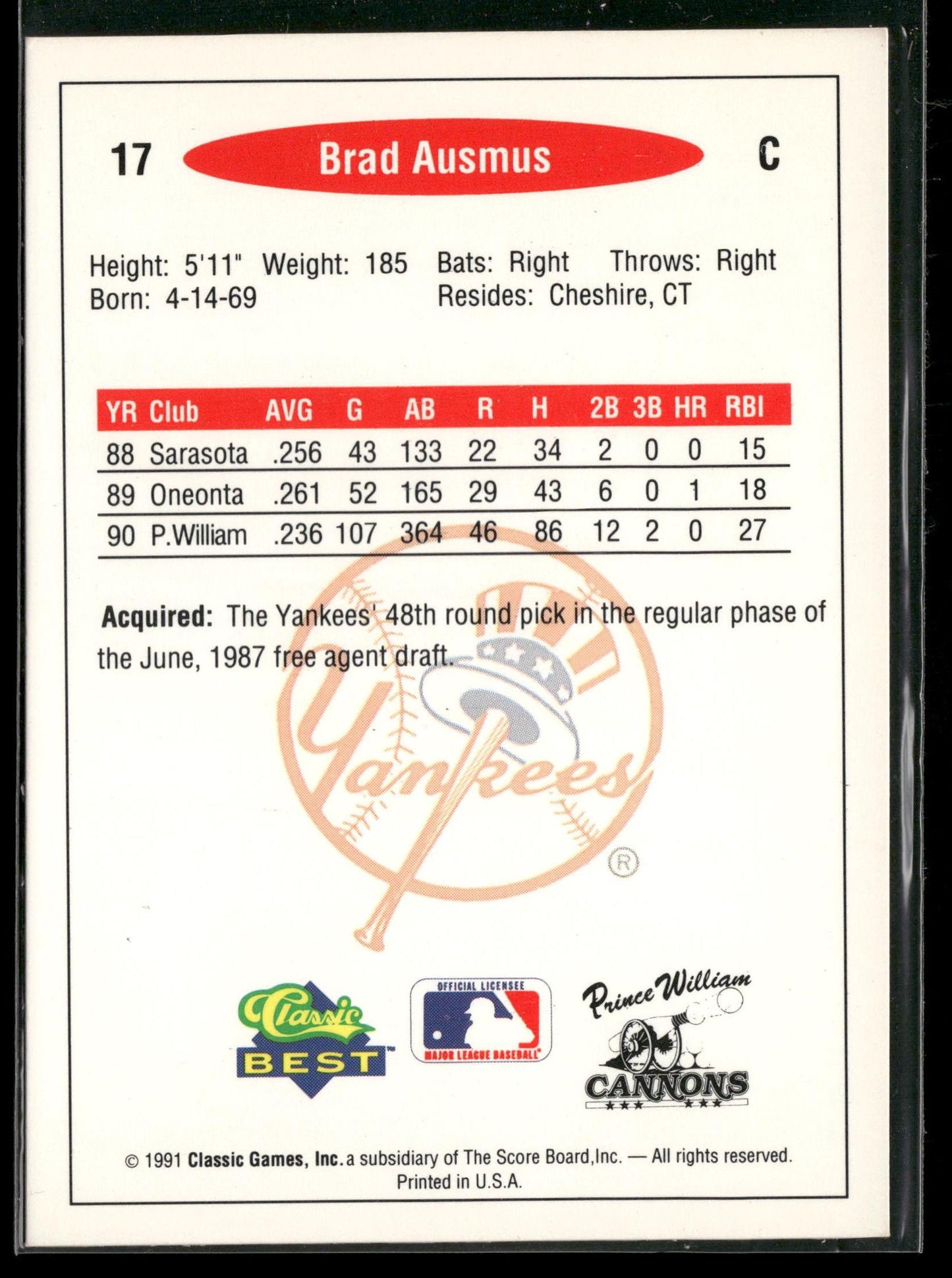 1991 Classic Best #17 Brad Ausmus